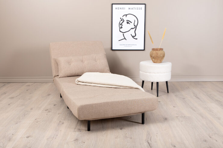 Vicky – Lit pliant – Beige, Noir – 80 x 88 x 70 cm
