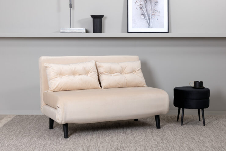 Vicky – Lit pliant – Beige, Noir – 80 x 88 x 120 cm