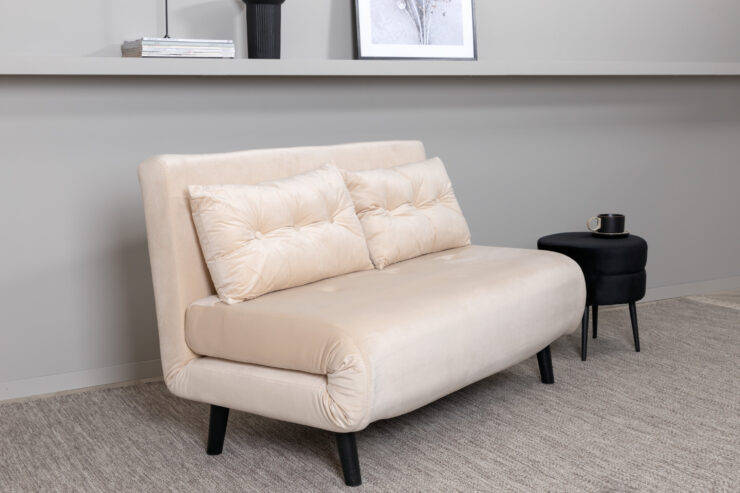 Vicky – Lit pliant – Beige, Noir – 80 x 88 x 120 cm