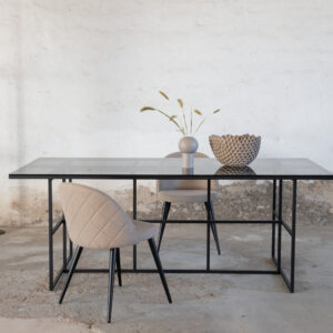 Leif – Table à manger rectangulaire – Noir – 200 x 90 cm