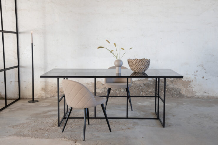 Leif – Table à manger rectangulaire – Noir – 200 x 90 cm