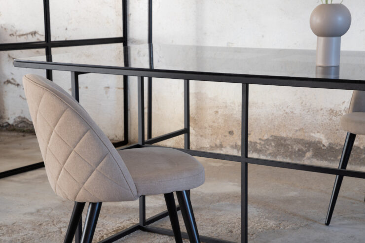 Leif – Table à manger rectangulaire – Noir – 200 x 90 cm