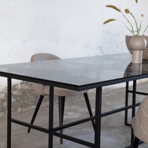 Leif – Table à manger rectangulaire – Noir – 200 x 90 cm