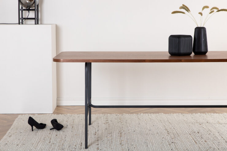 Uno – Table à manger rectangulaire – Noir, Naturel, Noyer – 200 x 90 cm