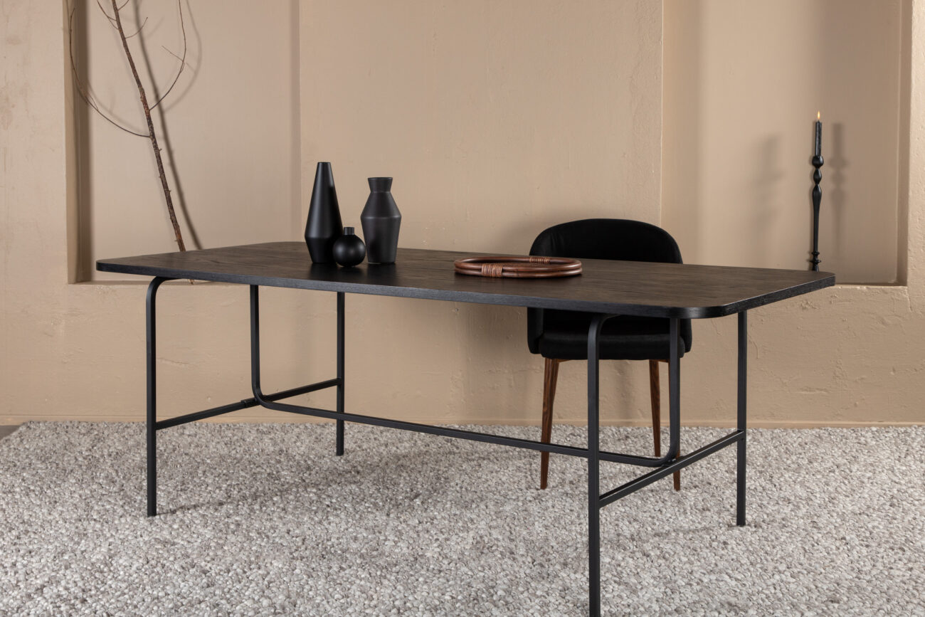 Uno – Table à manger rectangulaire – Noir – 200 x 90 cm