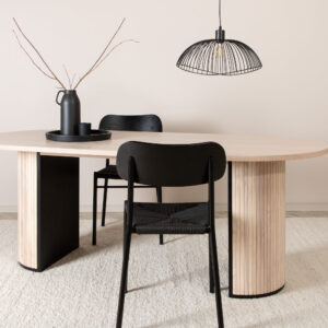 Bianca – Table à manger ovale – Noir, Naturel, Blanchi – 200 x 90 cm