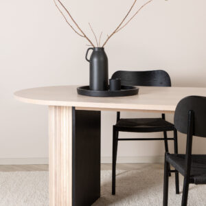 Bianca – Table à manger ovale – Noir, Naturel, Blanchi – 200 x 90 cm