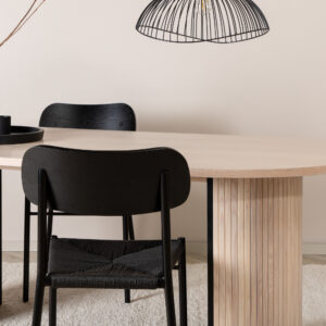 Bianca – Table à manger ovale – Noir, Naturel, Blanchi – 200 x 90 cm