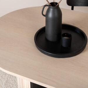 Bianca – Table à manger ovale – Noir, Naturel, Blanchi – 200 x 90 cm