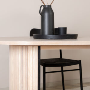Bianca – Table à manger ovale – Noir, Naturel, Blanchi – 200 x 90 cm