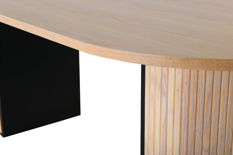 Bianca – Table à manger ovale – Noir, Naturel, Blanchi – 200 x 90 cm