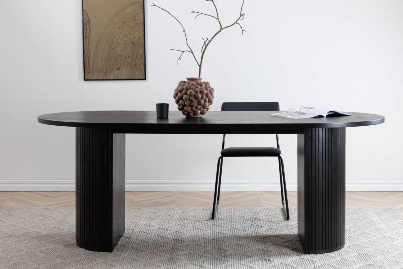 Bianca – Table à manger ovale – Noir – 200 x 90 cm