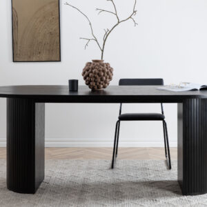 Bianca – Table à manger ovale – Noir – 200 x 90 cm
