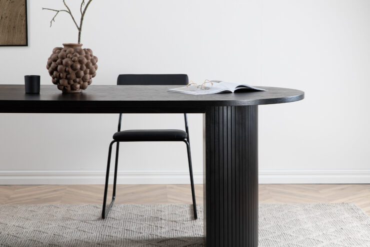 Bianca – Table à manger ovale – Noir – 200 x 90 cm