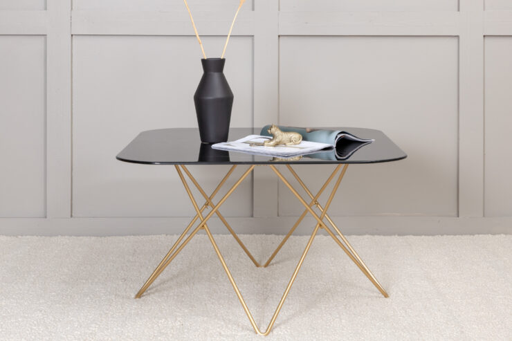 Tristar – Table basse – Noir, Doré – 80 x 80 cm