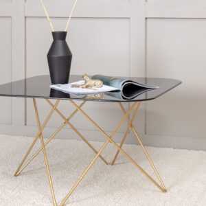 Tristar – Table basse – Noir, Doré – 80 x 80 cm