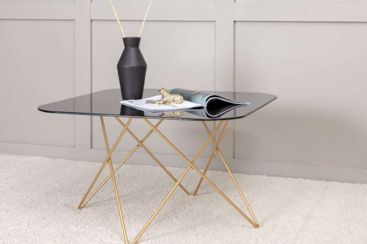 Tristar – Table basse – Noir, Doré – 80 x 80 cm