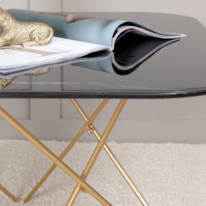 Tristar – Table basse – Noir, Doré – 80 x 80 cm