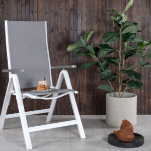Albany – Chaise réglable – Gris, Blanc – 67 x 110 x 59 cm