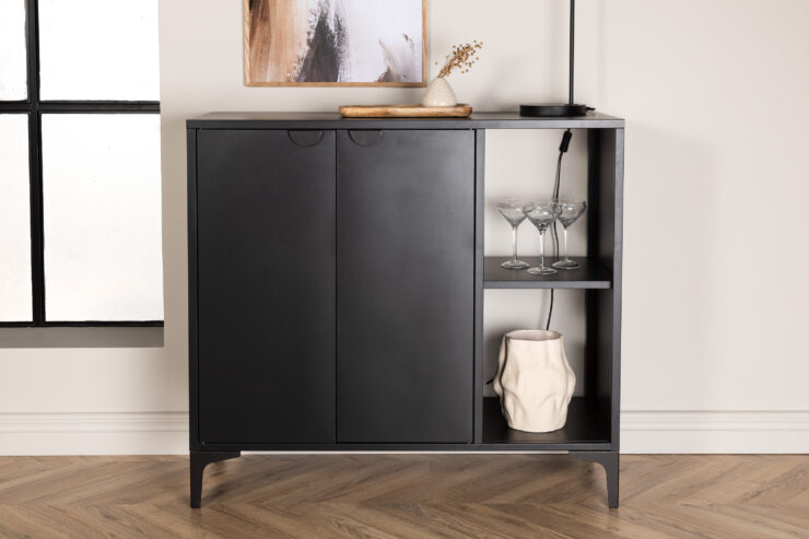 Piring – Meuble de rangement – Noir – 42 x 100 x 110 cm
