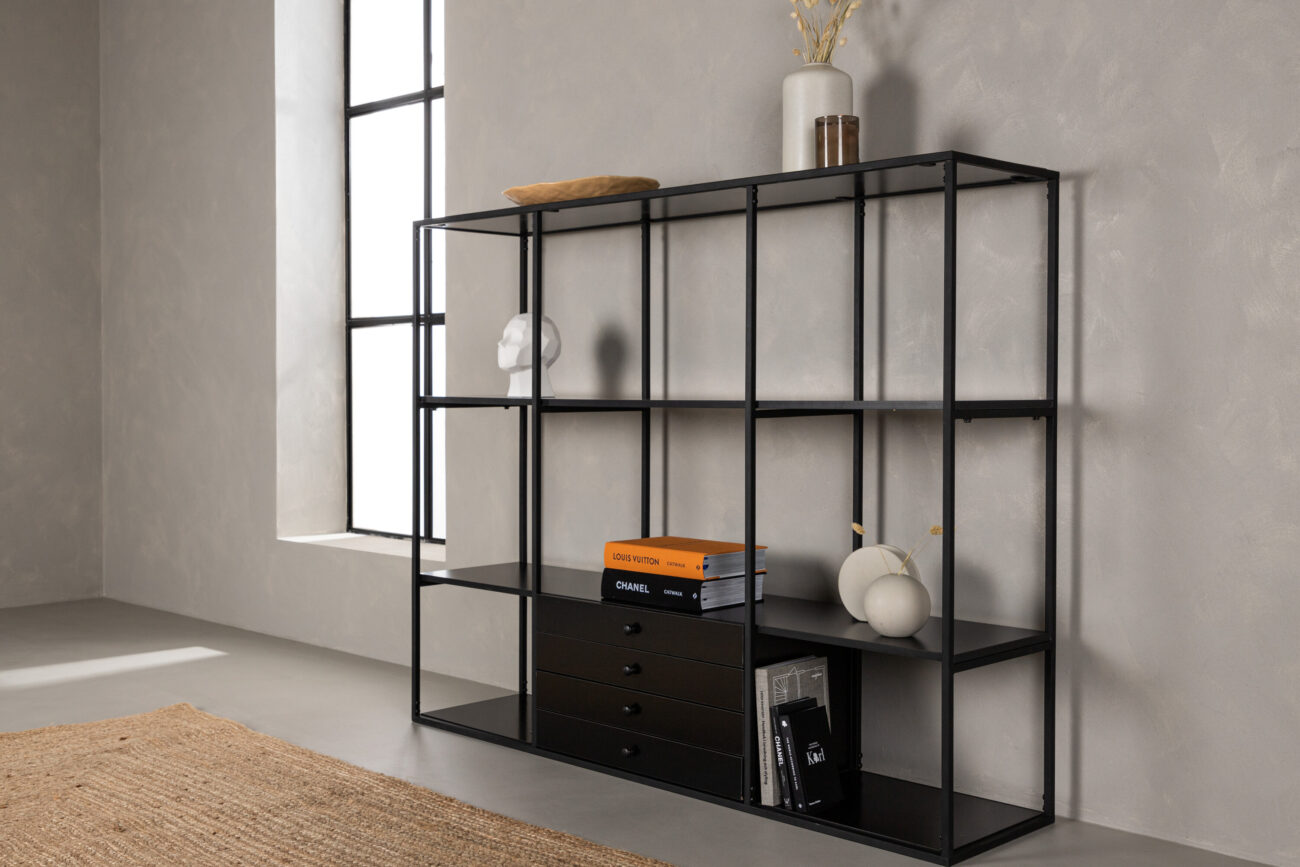 Amarillo – Meuble de rangement – Noir – 35 x 120 x 150 cm