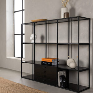 Amarillo – Meuble de rangement – Noir – 35 x 120 x 150 cm