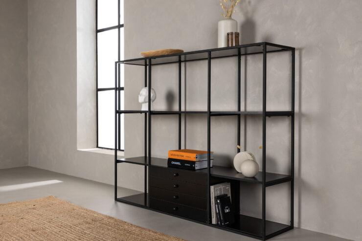 Amarillo – Meuble de rangement – Noir – 35 x 120 x 150 cm