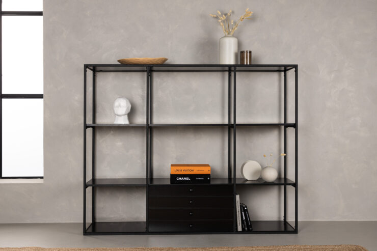Amarillo – Meuble de rangement – Noir – 35 x 120 x 150 cm