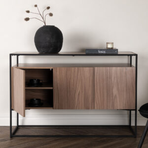 Kingsport – Meuble de rangement – Noir, Noyer – 45 x 80 x 120 cm