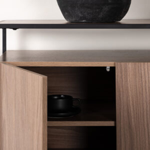 Kingsport – Meuble de rangement – Noir, Noyer – 45 x 80 x 120 cm