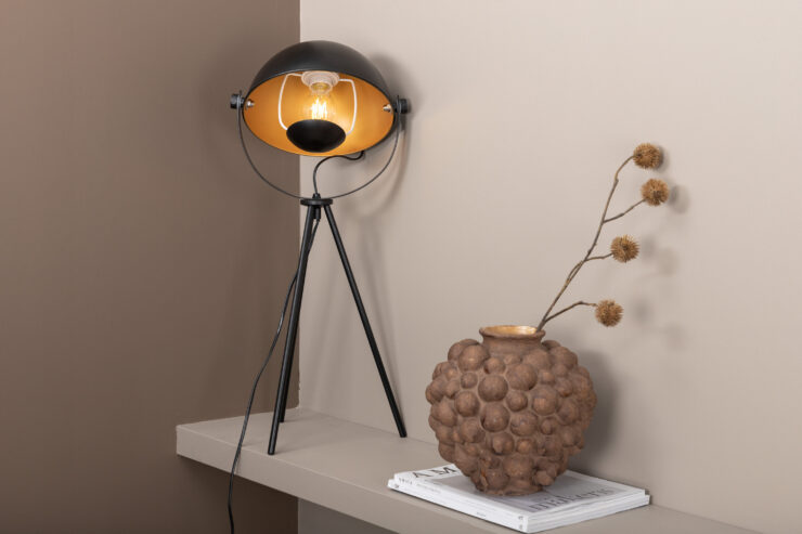 Search – Lampe à poser – Noir, Doré – 37 x 67 x 26 cm