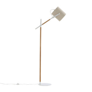 Dennis – Lampadaire – Beige, Naturel, Blanc – 66 x 156 x 30 cm