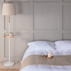 Hattman – Lampadaire – Beige, Naturel, Blanc – 36 x 165 x 36 cm