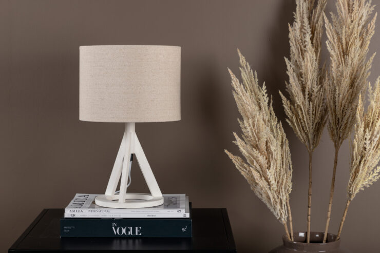 Kona – Lampe à poser – Beige, Blanc – 25 x 51 x 18 cm
