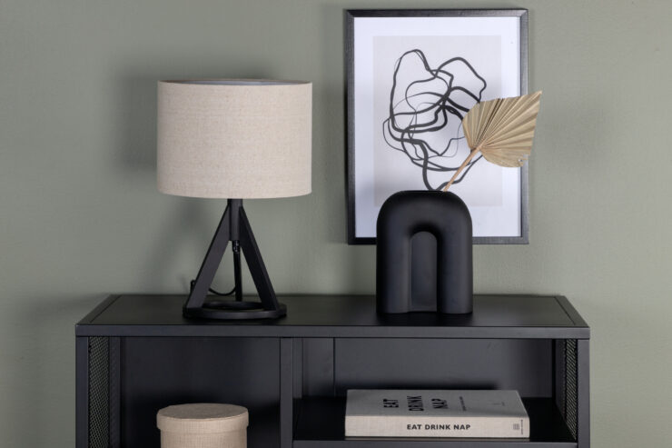Kona – Lampe à poser – Beige, Noir – 25 x 51 x 18 cm