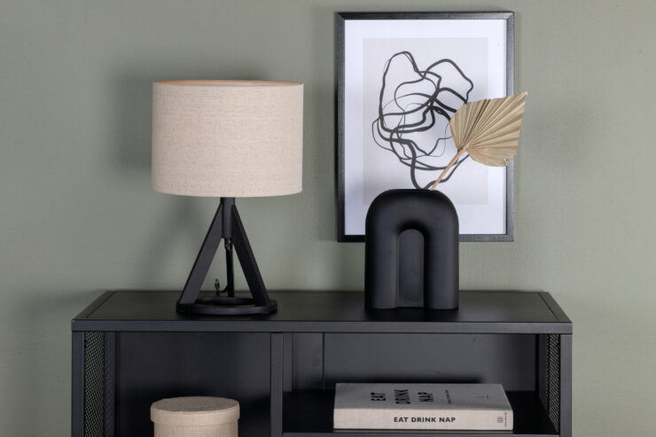 Kona – Lampe à poser – Beige, Noir – 25 x 51 x 18 cm