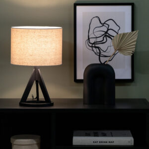 Kona – Lampe à poser – Beige, Noir – 25 x 51 x 18 cm