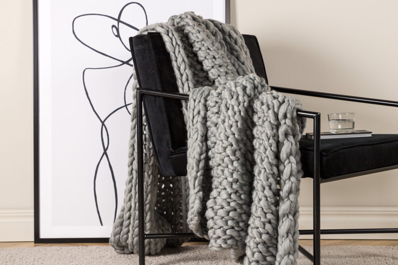 Kate – Plaid – Gris clair – 170 x 130 cm
