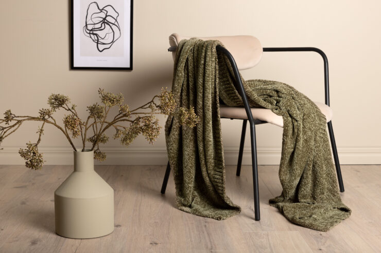 Ally – Plaid – Vert mousse – 170 x 130 cm