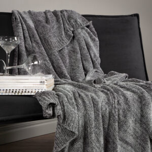 Ally – Plaid – Blanc, Gris foncé – 170 x 130 cm