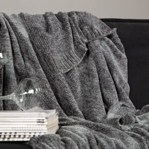 Ally – Plaid – Blanc, Gris foncé – 170 x 130 cm