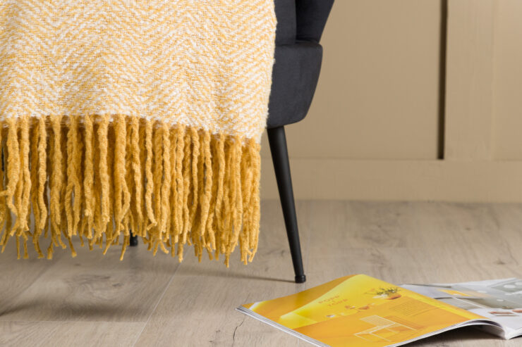 Toby – Plaid – Jaune, Blanc – 170 x 130 cm