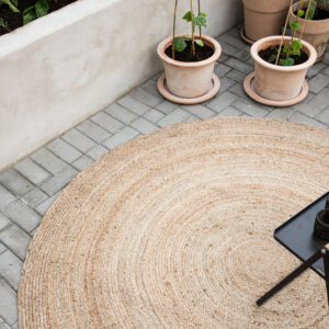 Oliver – Tapis de salon – Noir, Naturel – ⌀200 cm
