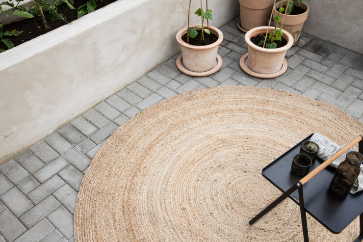 Oliver – Tapis de salon – Noir, Naturel – ⌀200 cm