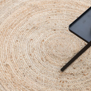 Oliver – Tapis de salon – Noir, Naturel – ⌀200 cm