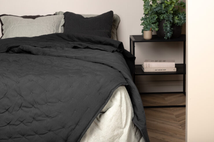 Sally – Linge de lit – Anthracite – 260 x 260 cm
