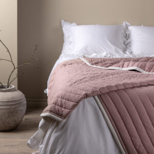 Juni – Linge de lit – Rose poudré, Blanc – 180 x 260 cm
