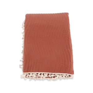 Lias – Linge de lit – Blanc cassé, Orange rouille – 260 x 260 cm