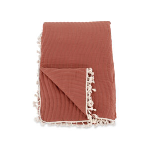 Lias – Linge de lit – Blanc cassé, Orange rouille – 260 x 260 cm