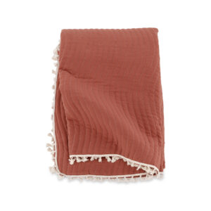 Lias – Linge de lit – Blanc cassé, Orange rouille – 260 x 260 cm